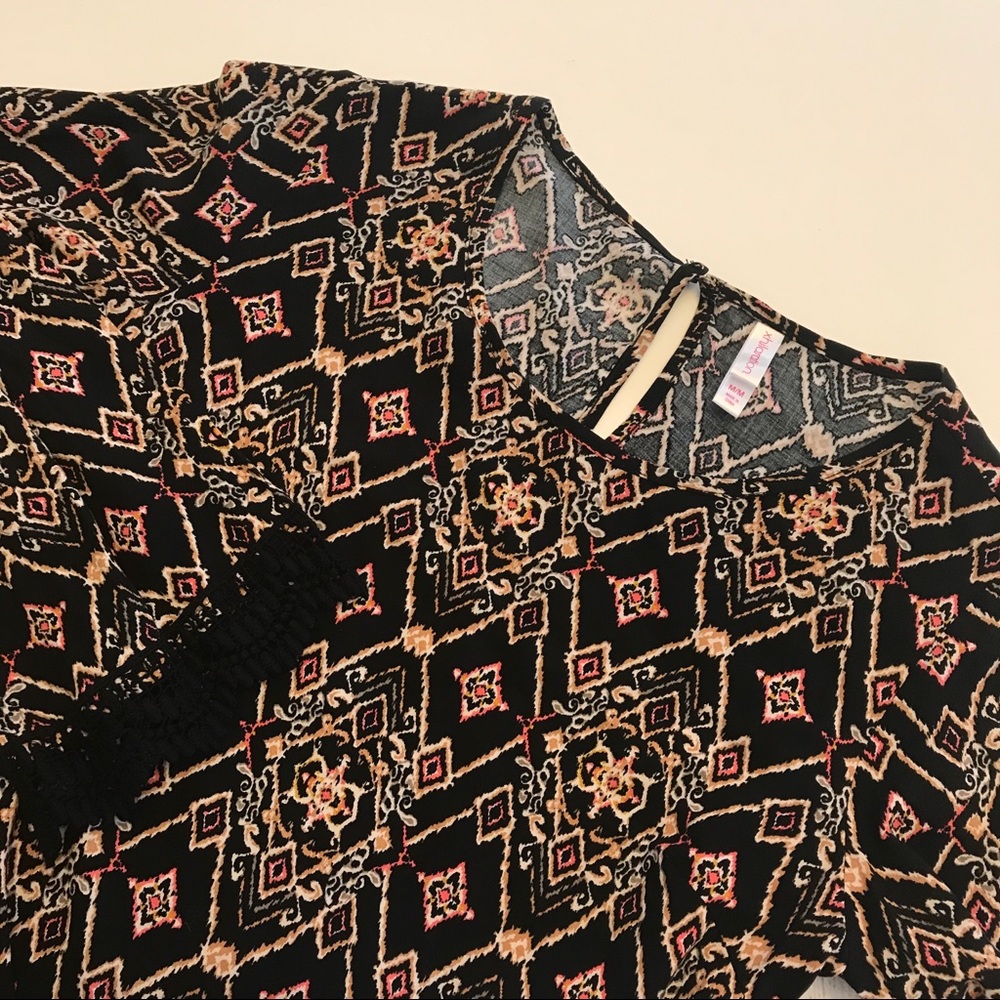 Black Ikat Straight Tunic Dress Sz Medium